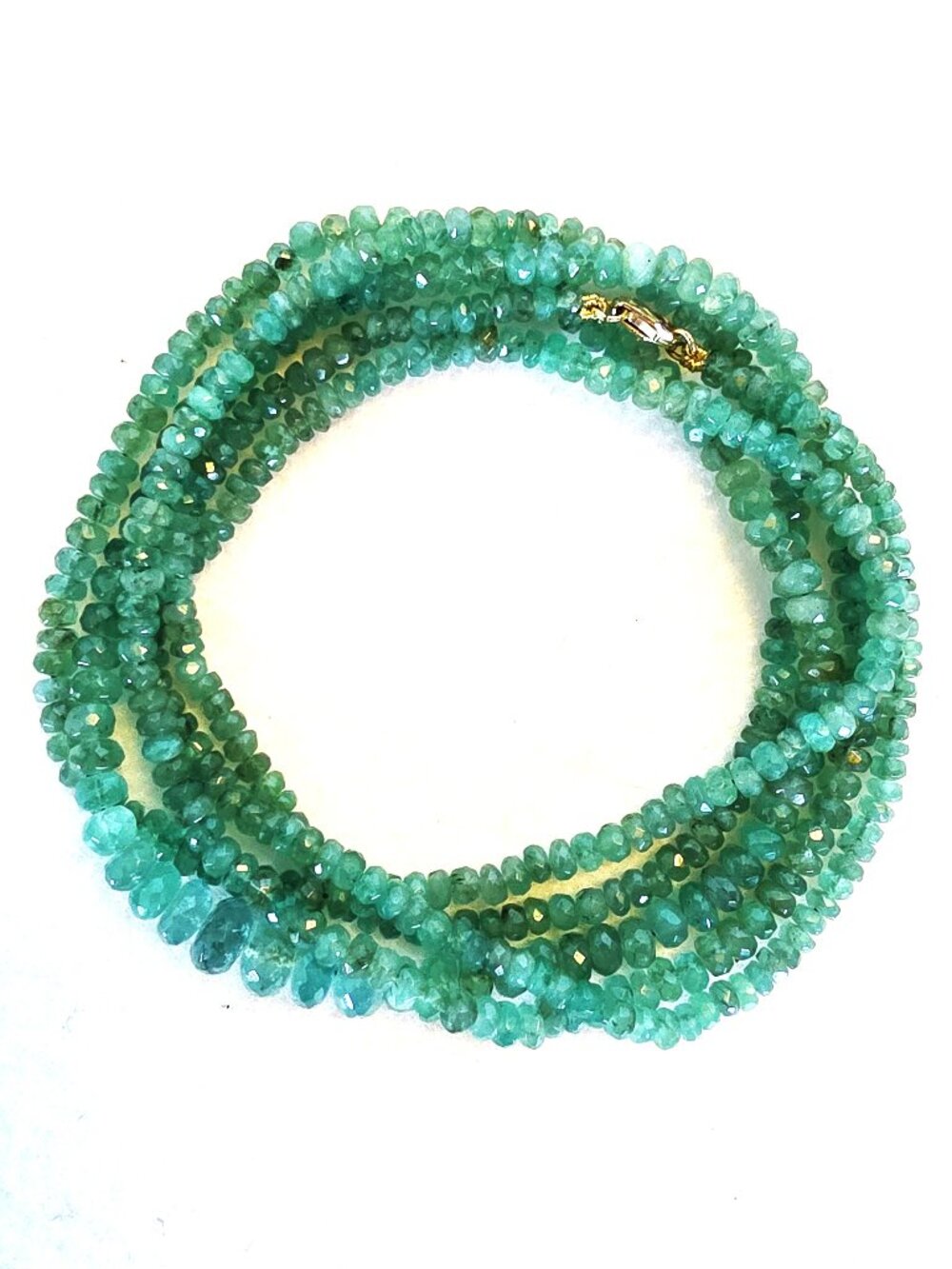 Beautiful Vintage 100-Carat Natural Emerald 14K Gold Clasp Opera Necklace
